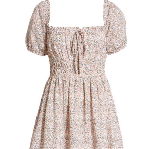Urban Outfitters BP Floral Peasant Puff Sleeve Mini Dress Size Large - Picture 5 of 16